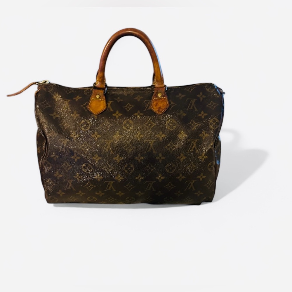 Authentic LOUIS VUITTON Monogram Speedy 35 LV Hand Bag Brown Canvas